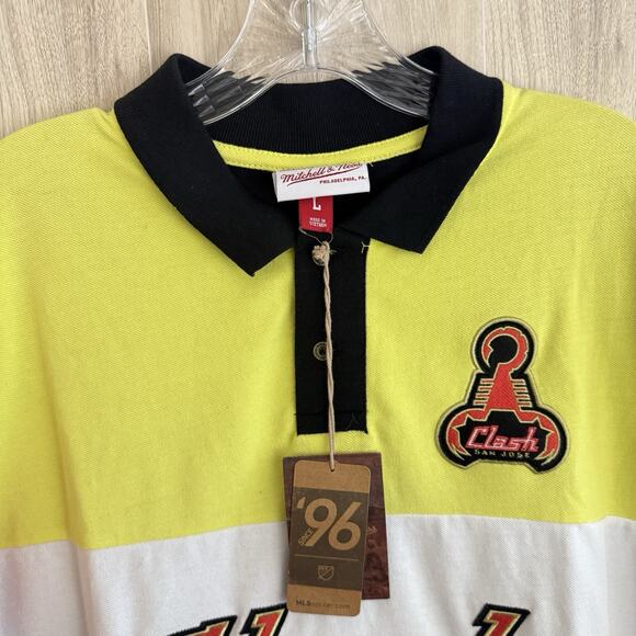 NWT Mitchell & Ness San Jose Clash Polo Shirt Men’s Sz Large Color Block Soccer - Picture 3 of 12